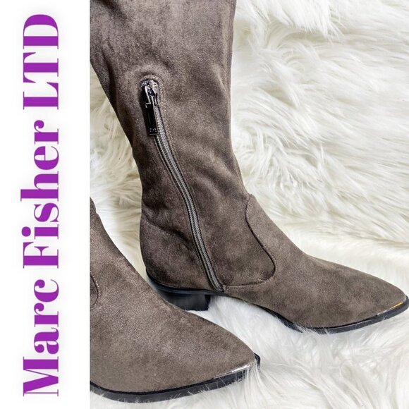MARC FISHER LTD Yuna Gray Over-The-Knee Microsuede Boot, Size 6 - Picture 6 of 12